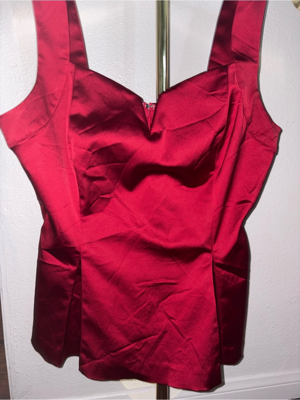 White House Black Market Red Satin Bustier Camisole